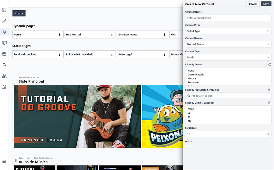 CMS dynamic pages setup