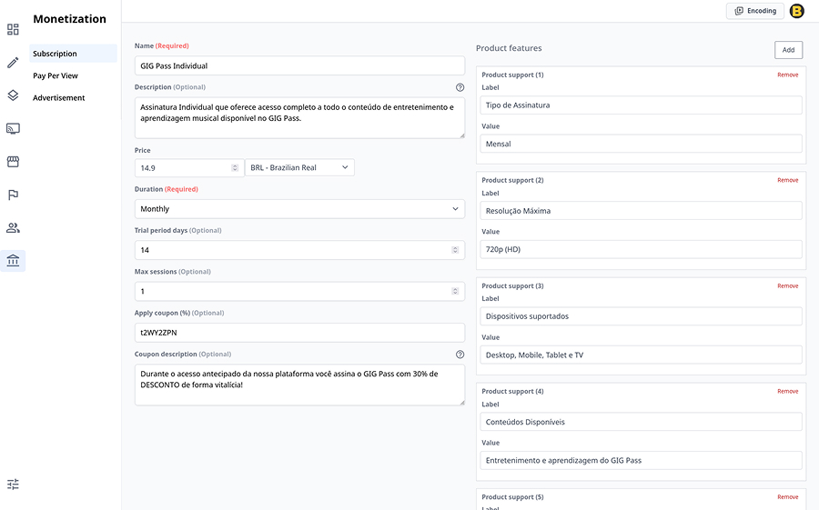 CMS monetization plan creation