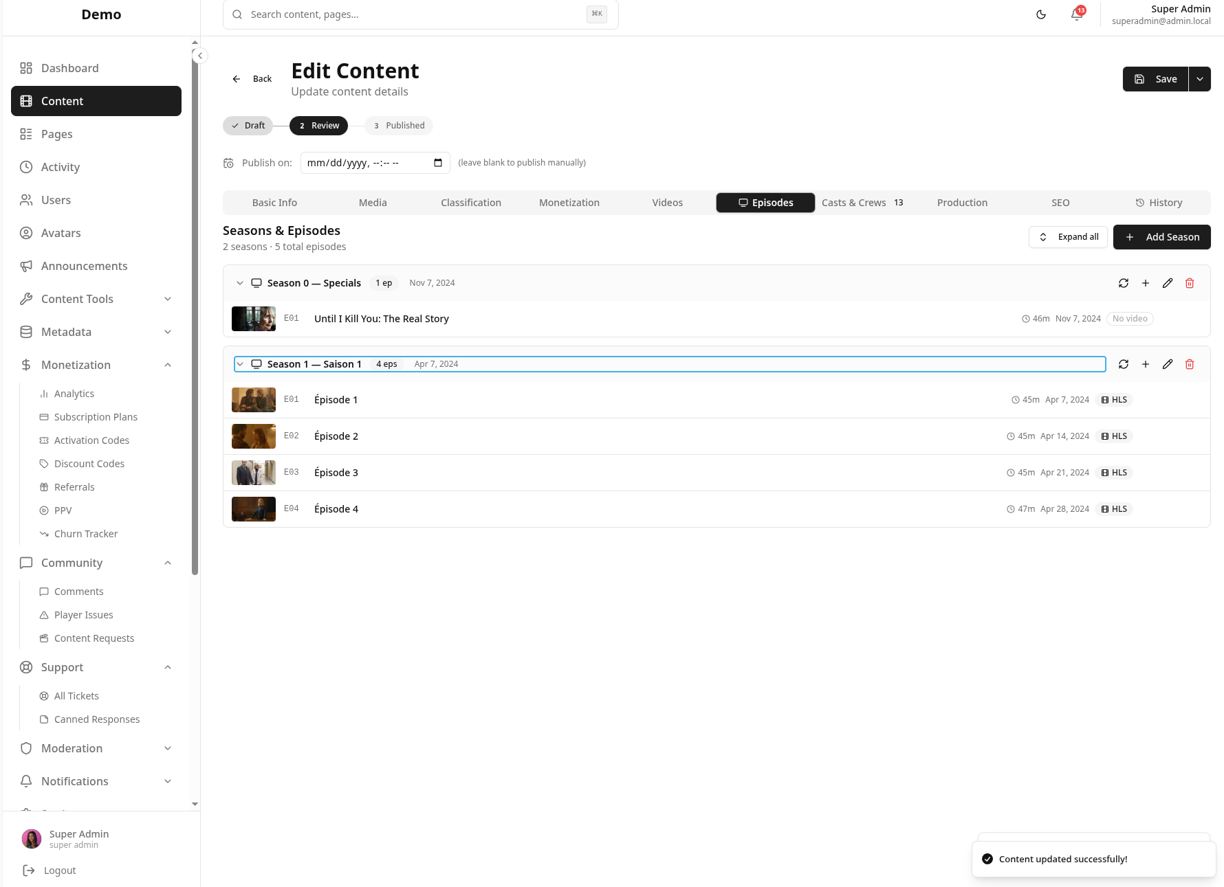 BitByte3 CMS episode management