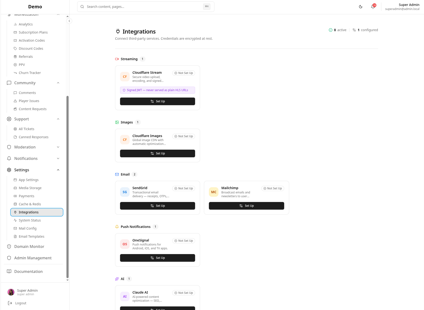 BitByte3 CMS integrations settings