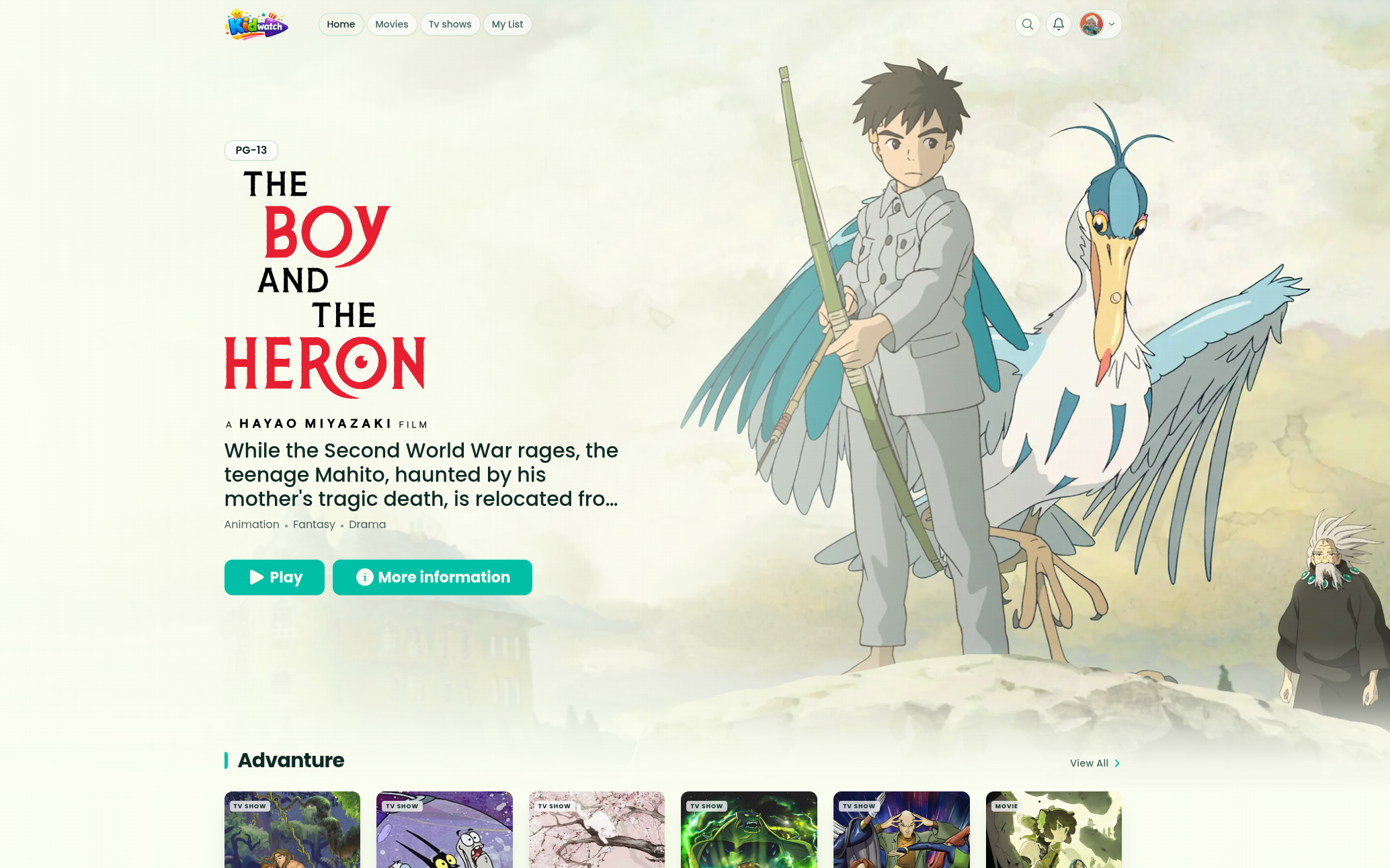 VOD Kids frontend demo preview