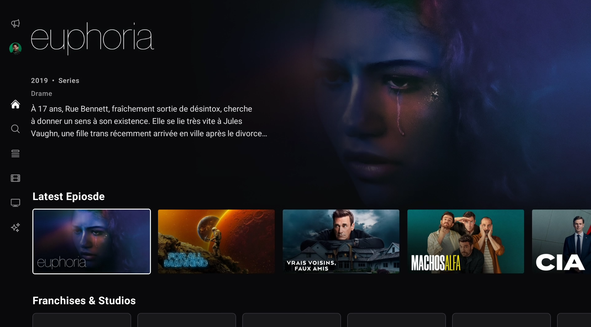 BitByte3 TV app profile and content browsing screen